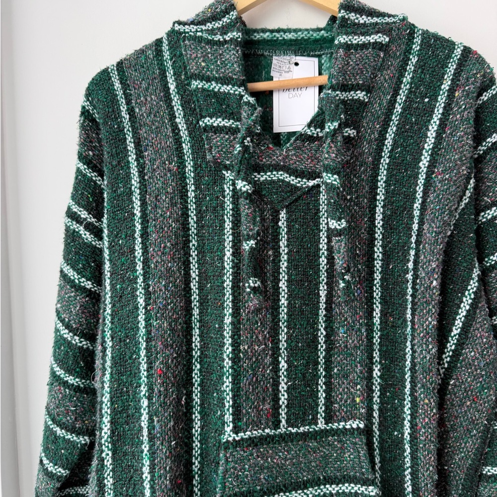 Baja Hooded Pullover - Mexican Woven Blanket Jacket